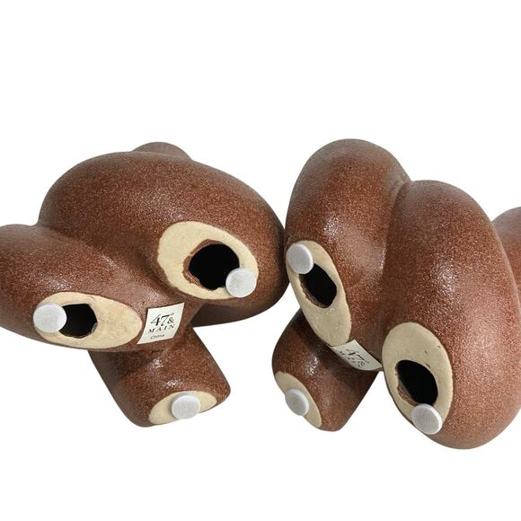 47 & Main Brown Knot Ceramic Modern Candle Holders Set of 2 Sculptural Decor - Picture 7 of 12